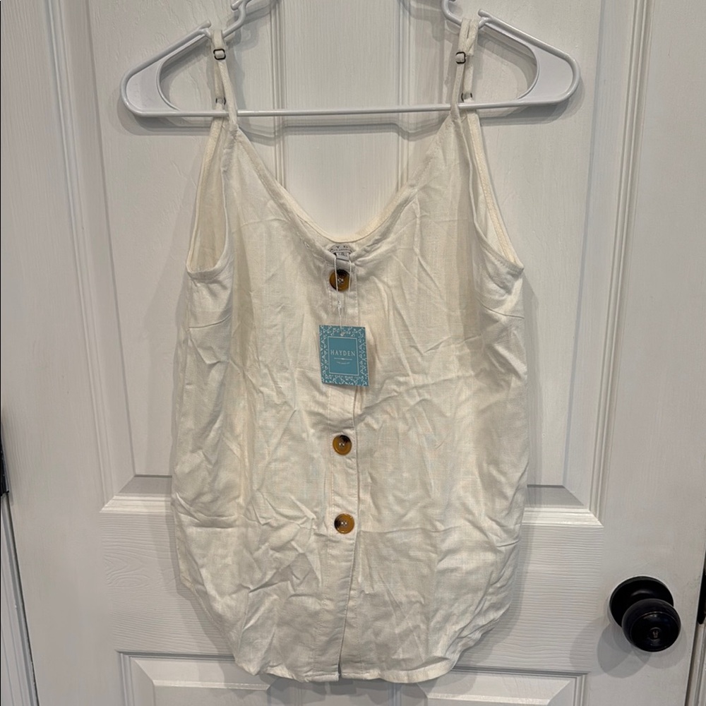 Hayden Cream Buttoned Sleeveless Camisole